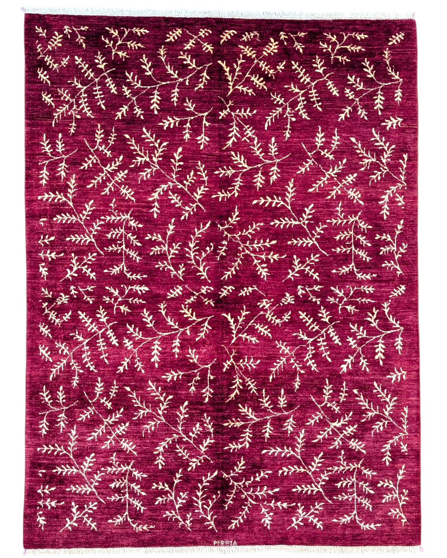 Tappeto moderno Gabbhe 200x150 cm, disegno naturale stilizzato con motivi beige, annodato a mano, certificato di autenticità incluso.