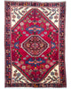 
Tappeto Hamedan annodato a mano, 220 x 155 cm, fondo rosso melograno con motivi geometrici persiani.
