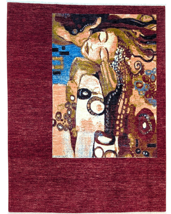 Tappeto Persiano Moderno 300x200 cm Rosso Bordeaux Artistico
