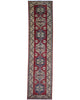 Passatoia Kazak afgana, rosso melograno, annodato a mano, 317x80 cm