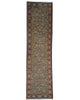 Passatoia turca annodata a mano 304x81 cm in lana e cotone con fondo beige e motivi geometrici tradizionali