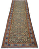Passatoia turca annodata a mano 304x81 cm in lana e cotone con fondo beige e motivi geometrici tradizionali