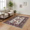 Tappeto Shirvan 145x100 cm, annodato a mano, lana pregiata con motivi geometrici e floreali caucasici.