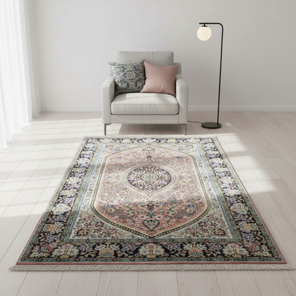Tappeto Persiano India 170x110 cm Floreale Rosso e Blu