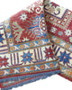 tappeto Kazak persiano 164x105 cm fatto a mano con motivi geometrici su fondo rosso