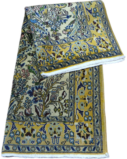 tappeto kashan persiano 152x102 cm fatto a mano fondo avorio con motivi floreali eleganti