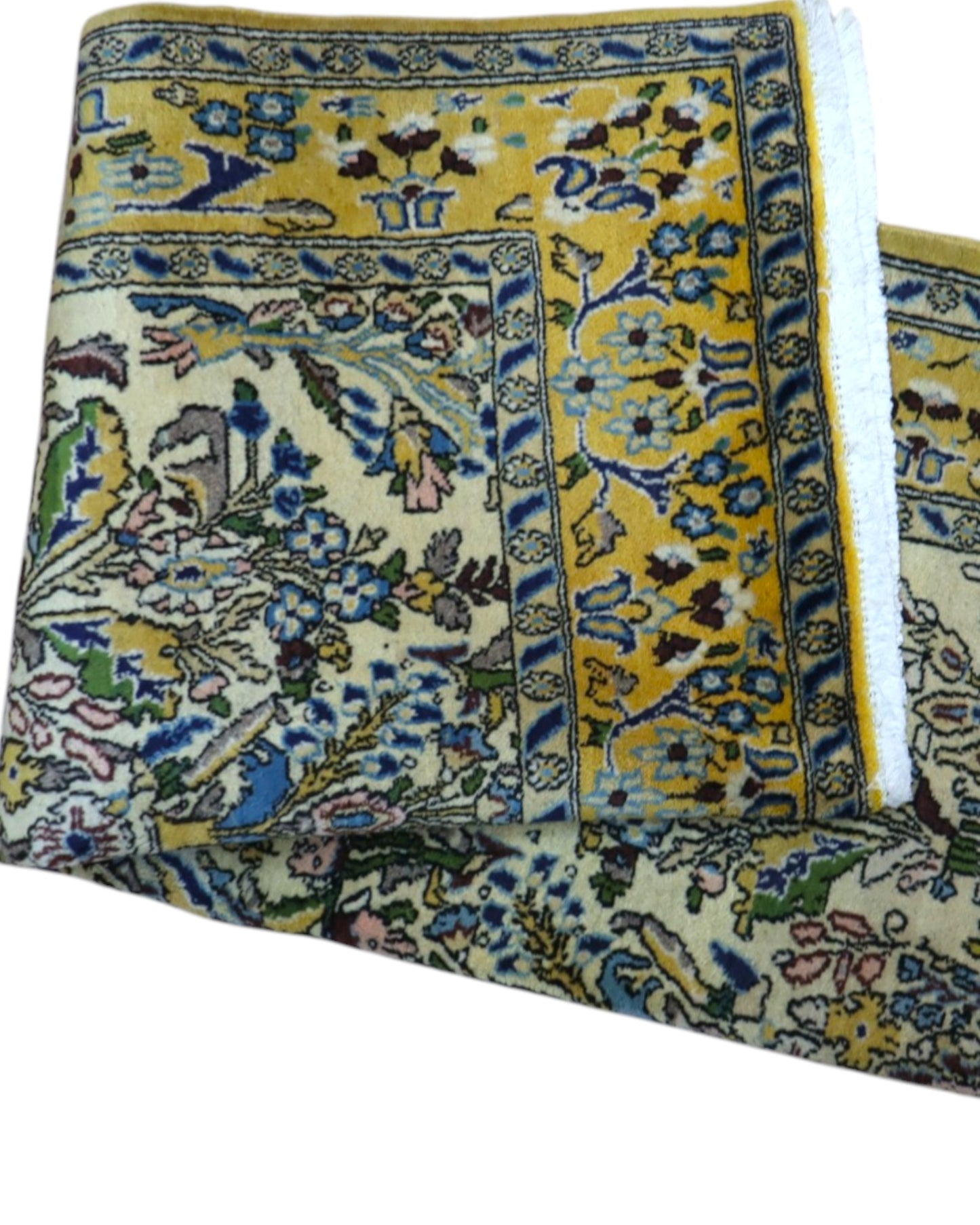 tappeto kashan persiano 152x102 cm fatto a mano fondo avorio con motivi floreali eleganti