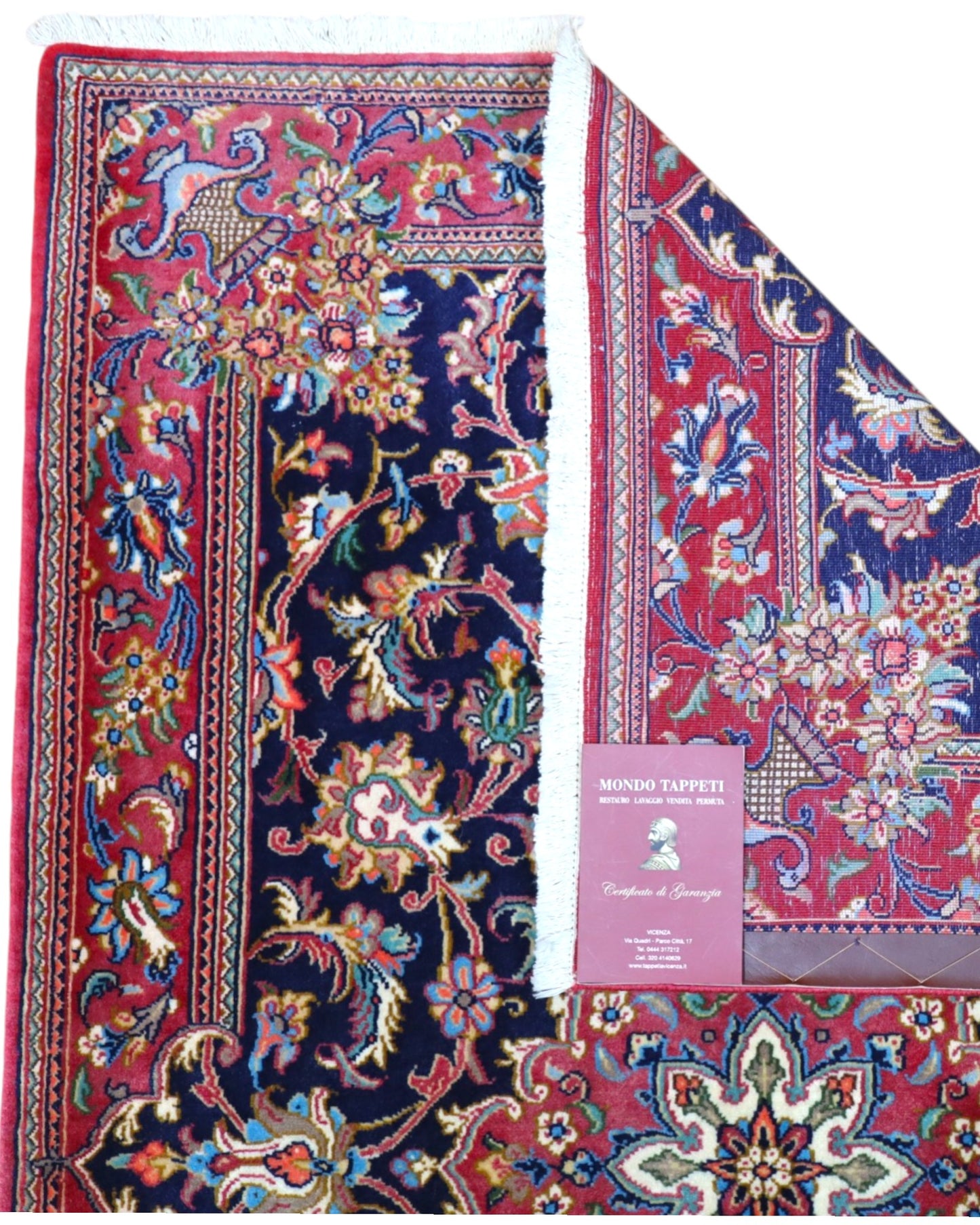 Tappeto elegante 150x100 cm blu e rosso stile persiano in spazio moderno