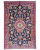 Tappeto persiano 150x100 cm blu notte con medaglione in soggiorno elegante
