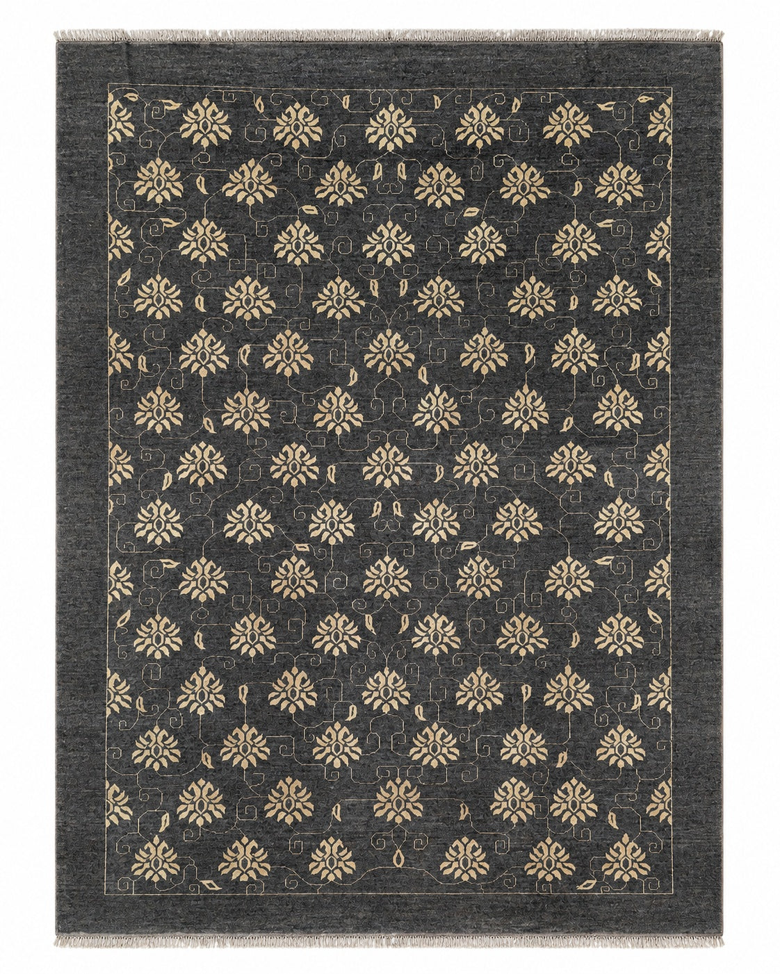Tappeto Persiano Moderno 294x216 cm Grigio Antracite Floreale