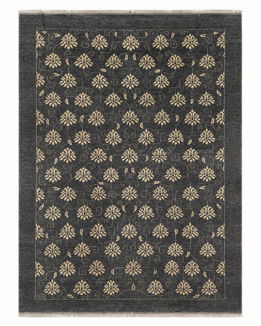 Tappeto Persiano Moderno 294x216 cm Grigio Antracite Floreale