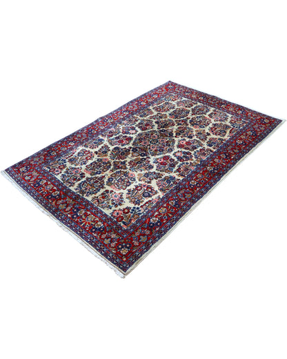 Tappeto Isfahan floreale avorio 215x138 cm in camera da letto