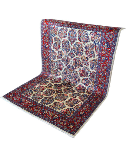 Tappeto orientale avorio 215x138 cm decorativo per ingresso elegante