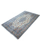 Tappeto Persiano Yazd 255x150 cm Avorio e Celeste con Medaglione