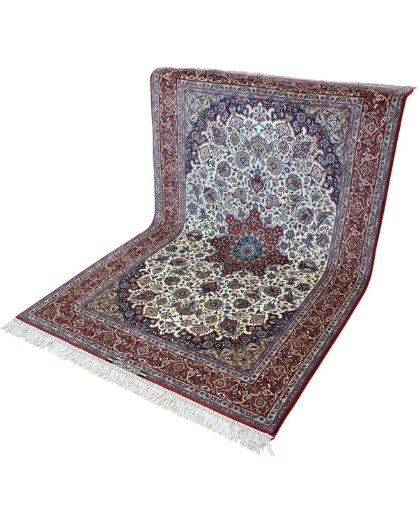 Tappeto persiano grande 238x154 cm avorio per ambiente interno luminoso