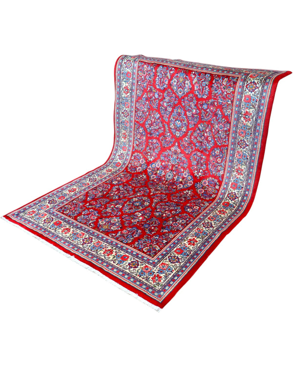 Tappeto 255x158 cm persiano rosso floreale, perfetto per l’arredamento di lusso