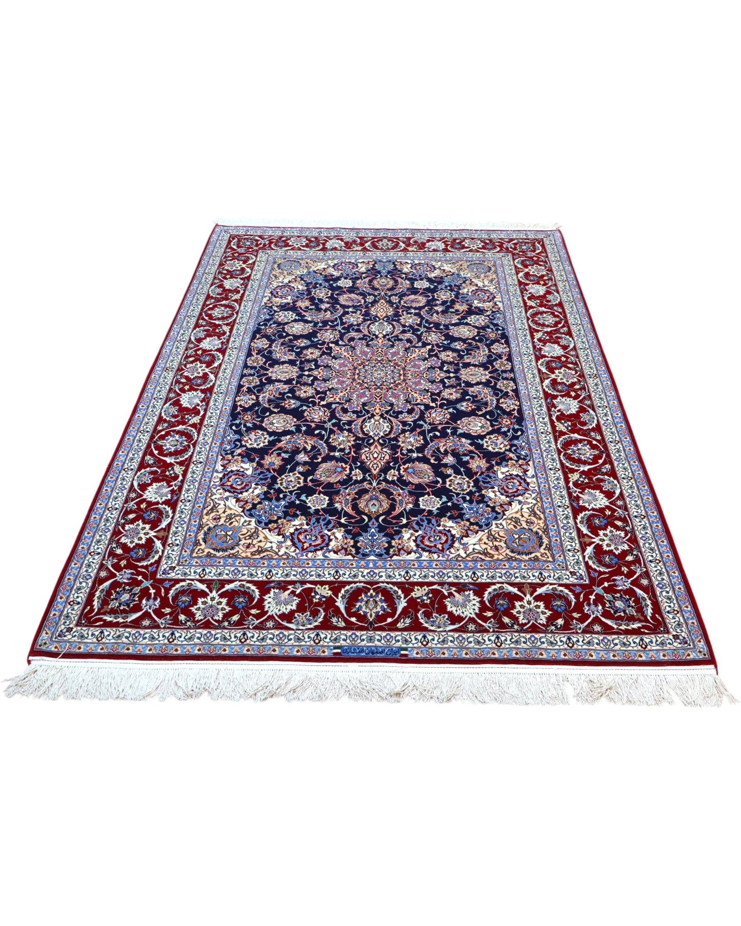 Tappeto artigianale persiano 230x158 cm in lana e seta per sala da pranzo