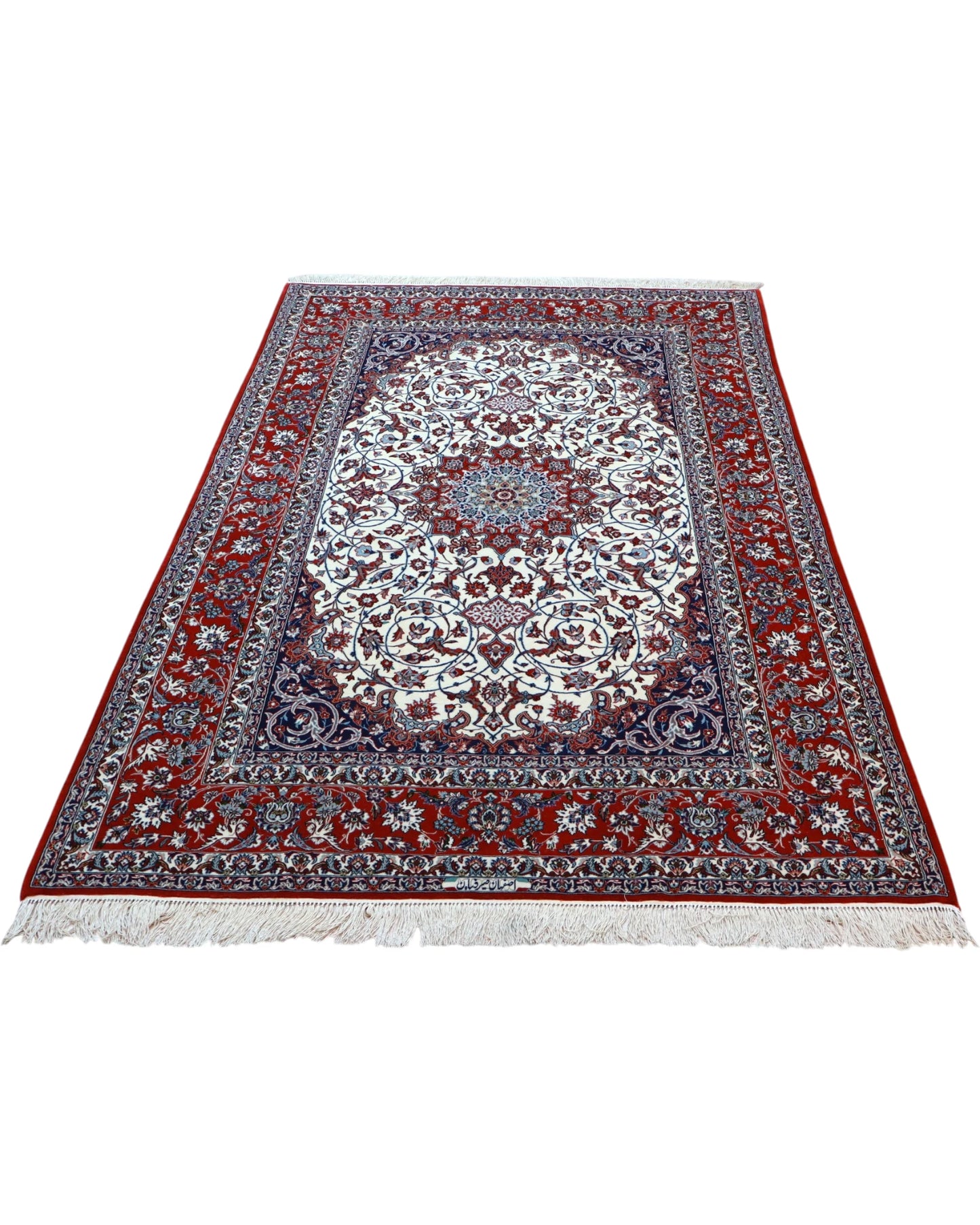 Tappeto persiano grande 238x154 cm avorio per ambiente interno luminoso