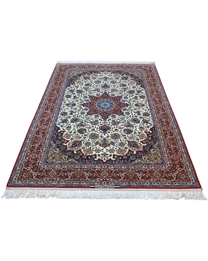 Tappeto Isfahan floreale avorio 238x154 cm in sala da pranzo