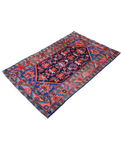 Tappeto persiano Malayer 150x93 cm con angoli decorativi e colori vivaci