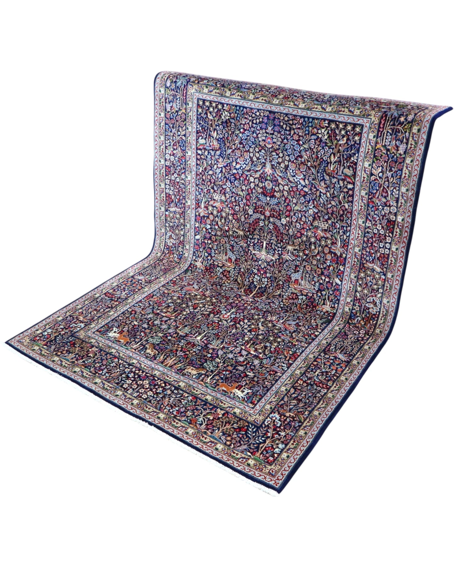 Tappeto persiano di qualità 230x151 cm, con tonalità blu e rosso, perfetto per ogni ambiente