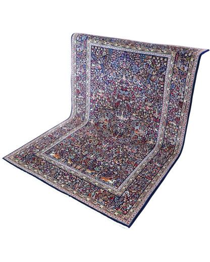 Tappeto persiano di qualità 230x151 cm, con tonalità blu e rosso, perfetto per ogni ambiente