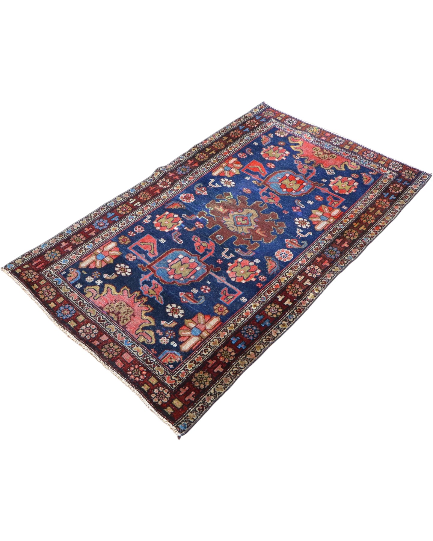 Tappeto 150x90 cm persiano tradizionale con motivi floreali, perfetto per salotti