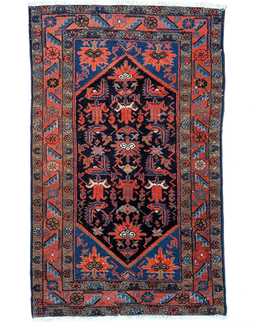 Tappeto antico Malayer 150x93 cm con design geometrico persiano