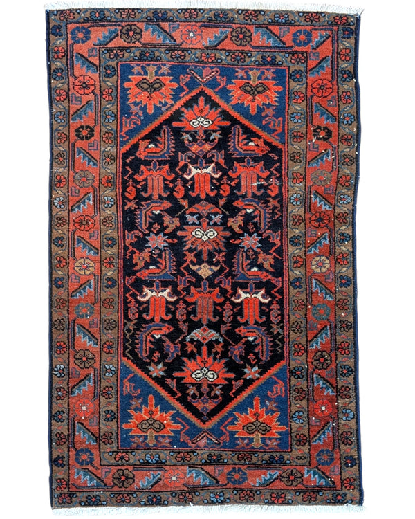 Tappeto antico Malayer 150x93 cm con design geometrico persiano