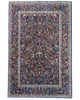 Tappeto persiano 230x151 cm con motivi floreali tradizionali in blu e rosso