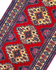 Tappeto Turkman persiano 192x70 cm, corridore con fondo rosso e rombi centrali avorio, annodato a mano in lana.