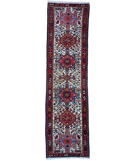 Tappeto Gharage persiano annodato a mano 238x65 cm in lana e cotone, realizzato con colori vegetali.