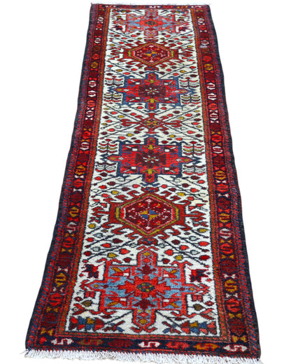 Tappeto Gharage persiano annodato a mano 238x65 cm in lana e cotone, realizzato con colori vegetali.