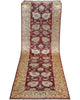 Tappeto Ziegler 261x78 cm, Afghanistan, corridore con fondo rosso borgogna e motivi floreali beige e avorio, annodato a mano in lana vegetale.