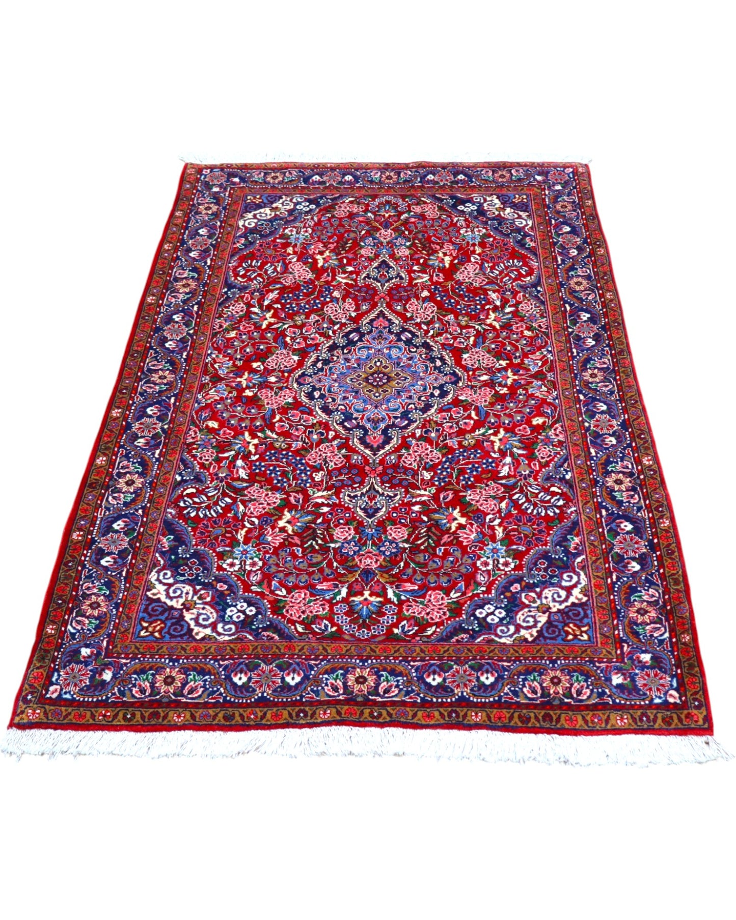 Tappeto Jozan rosso 163x106 cm con motivi floreali in salotto raffinato