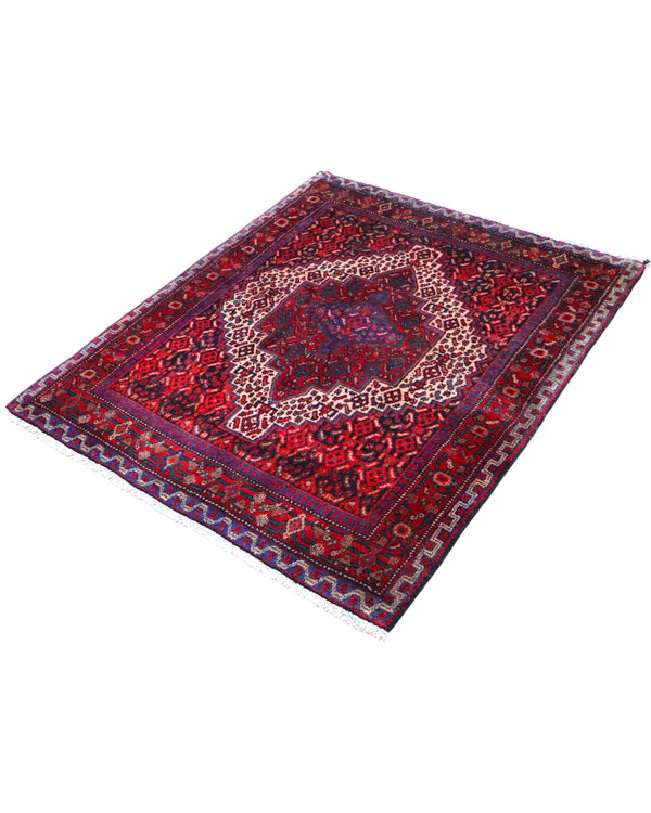 Tappeto orientale rosso 140x118 cm decorativo per ingresso raffinato
