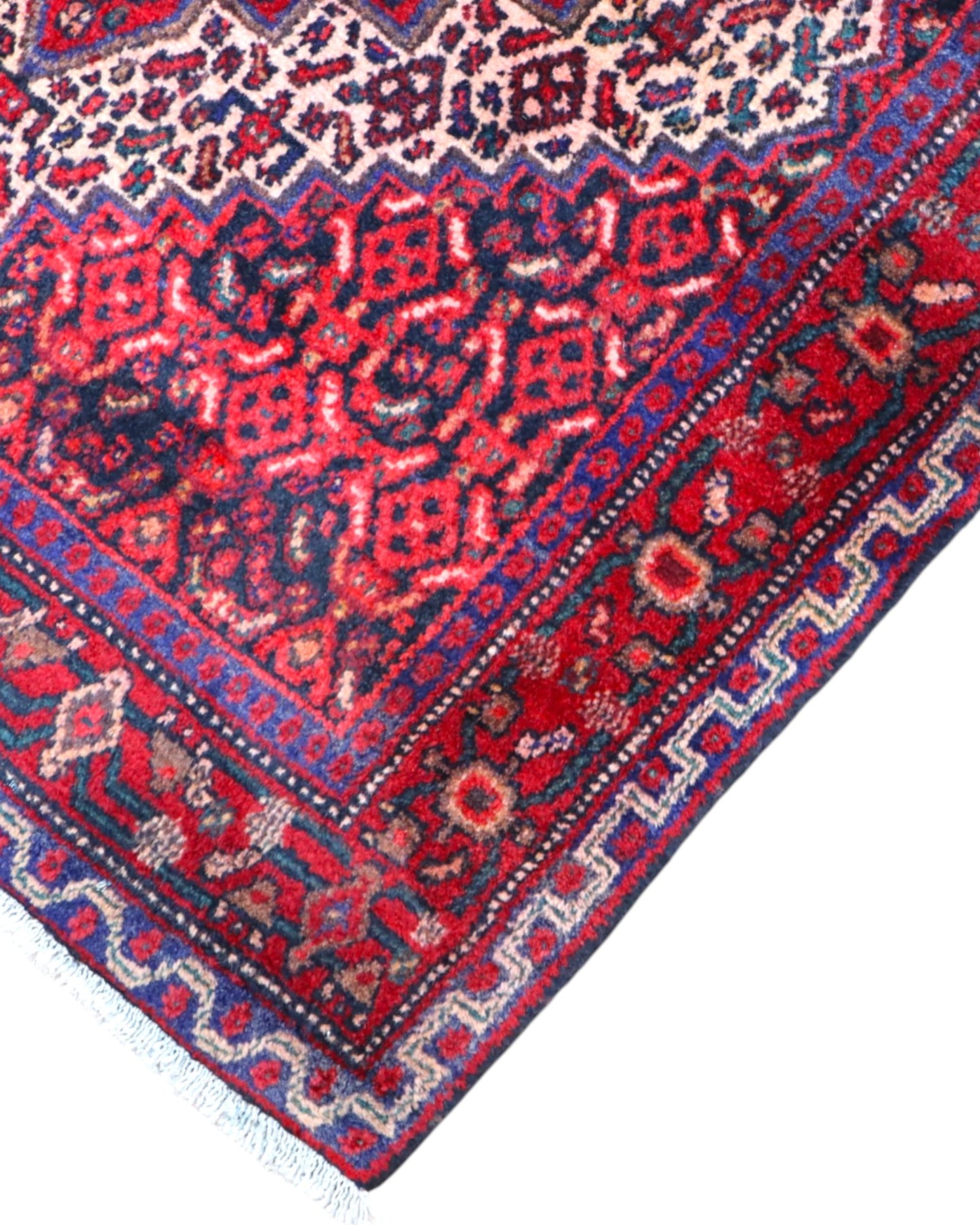 Tappeto persiano rosso con dettagli blu 140x118 cm per soggiorno