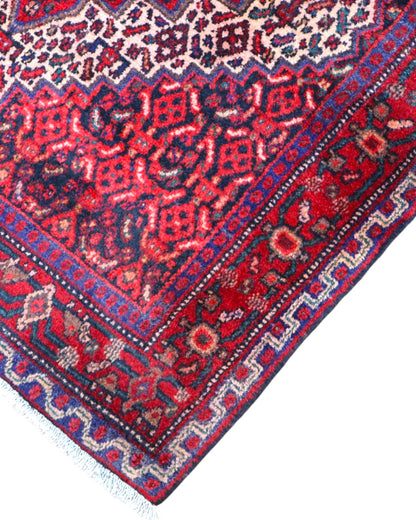 Tappeto persiano rosso con dettagli blu 140x118 cm per soggiorno