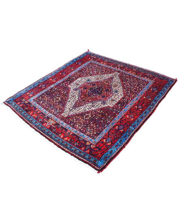 Tappeto orientale rosso 150x134 cm decorativo per ingresso raffinato