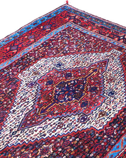 Tappeto persiano grande 150x134 cm rosso per ambiente interno elegante