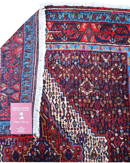Tappeto persiano rosso con dettagli blu 150x134 cm per soggiorno