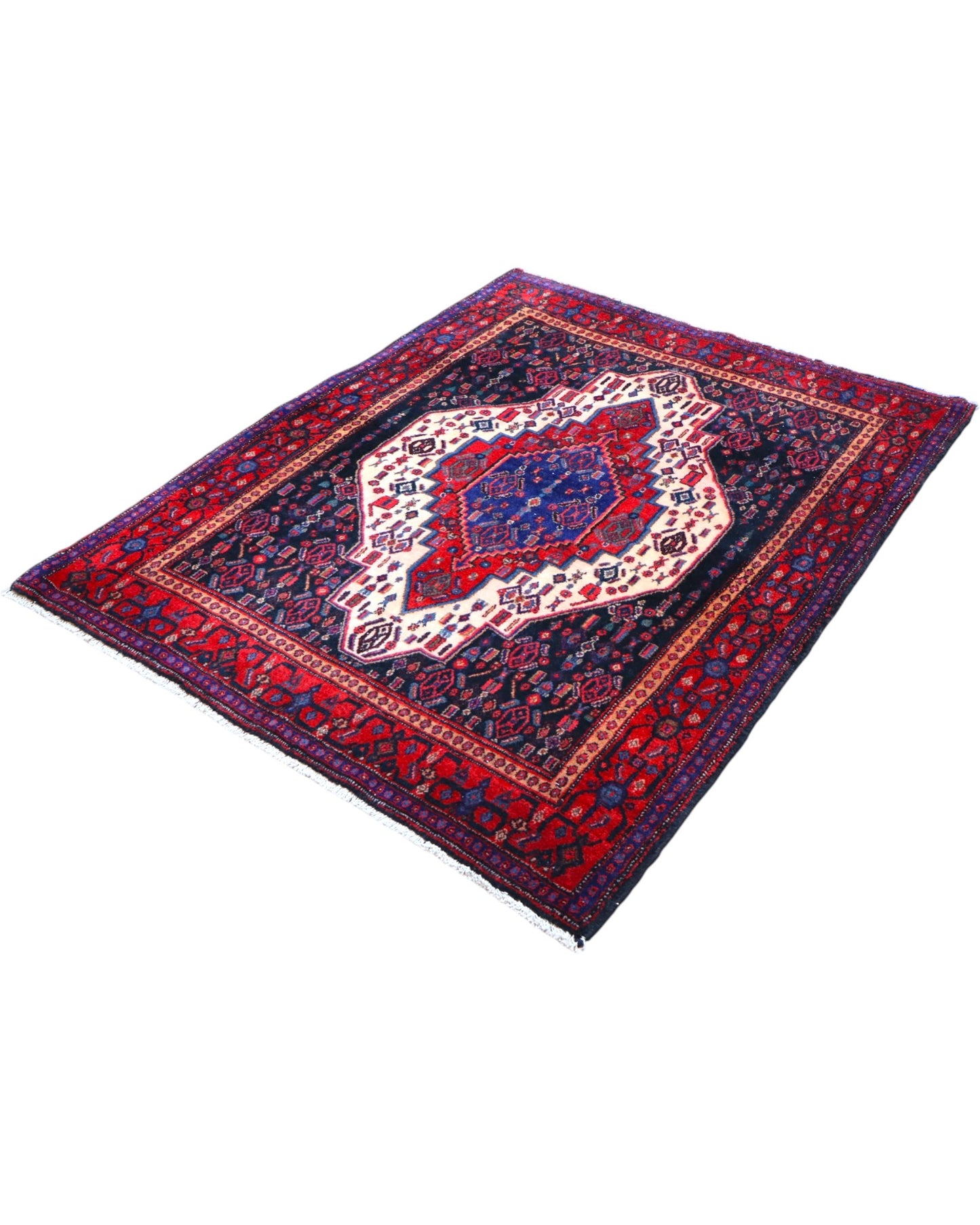 Tappeto persiano grande 160x134 cm blu per ambiente interno elegante