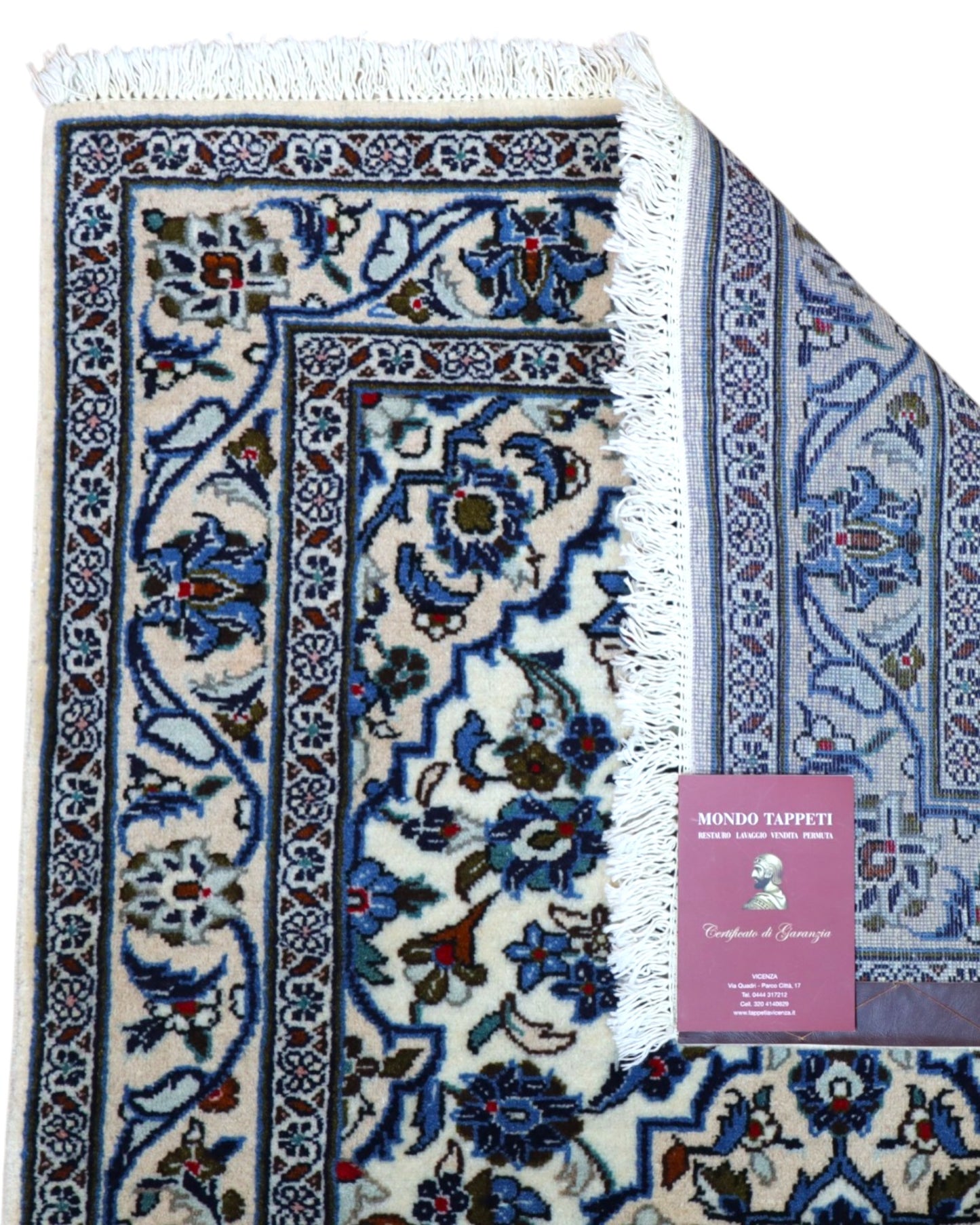 Tappeto persiano avorio con dettagli blu e rosso 150x107 cm per soggiorno
