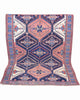 Tappeto Afshari Antico 185x137 cm annodato a mano con grandi losanghe geometriche su fondo blu.