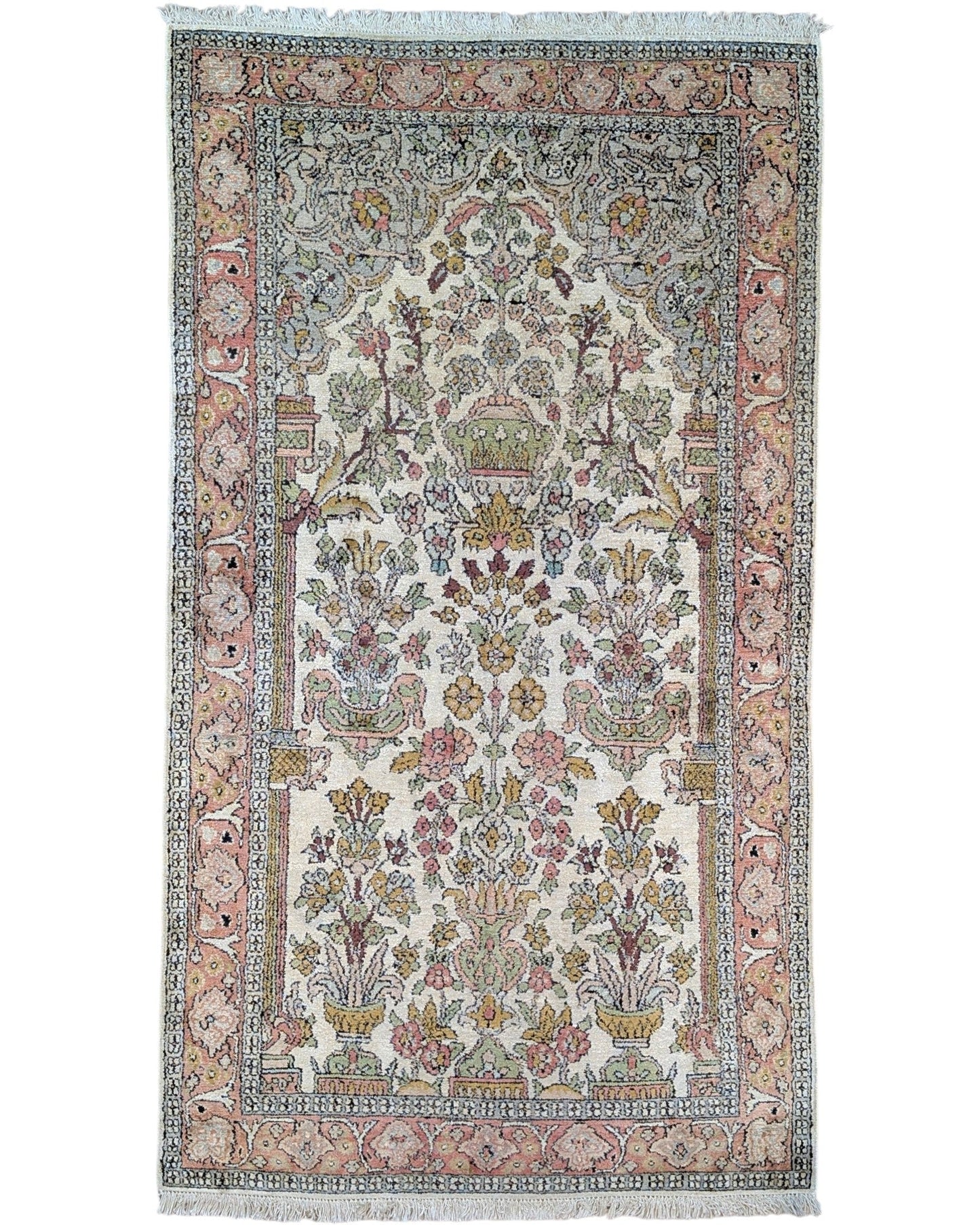 Tappeto persiano 157x88 cm avorio con motivi floreali in soggiorno elegante