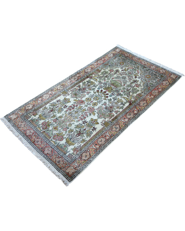 Tappeto orientale avorio 157x88 cm decorativo per ingresso elegante