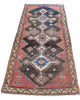 Tappeto Bakhtiyari 238x105 cm con medaglioni centrali e bordure decorative tradizionali.