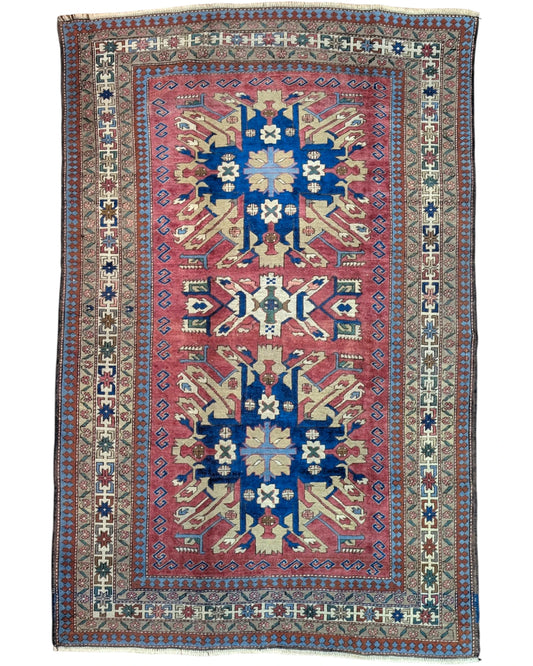 Tappeto Carcuzo 250x162 cm geometrico rosa e blu per soggiorno