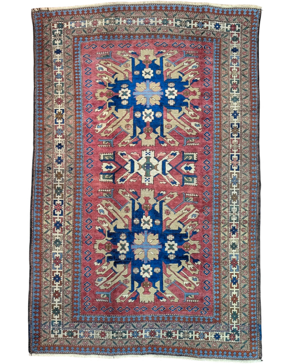 Tappeto Carcuzo 250x162 cm geometrico rosa e blu per soggiorno