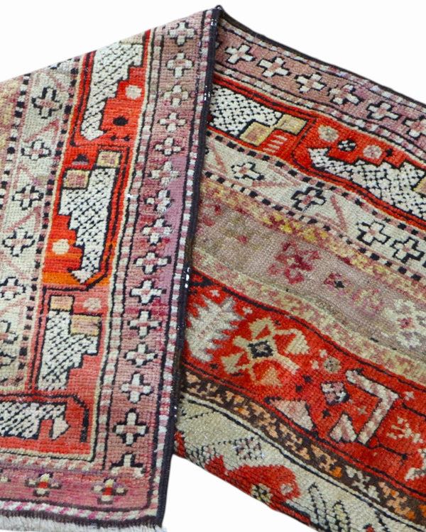 Tappeto Caucaso Antico 183x112 cm con decorazione a fasce verticali e bordure geometriche tradizionali.